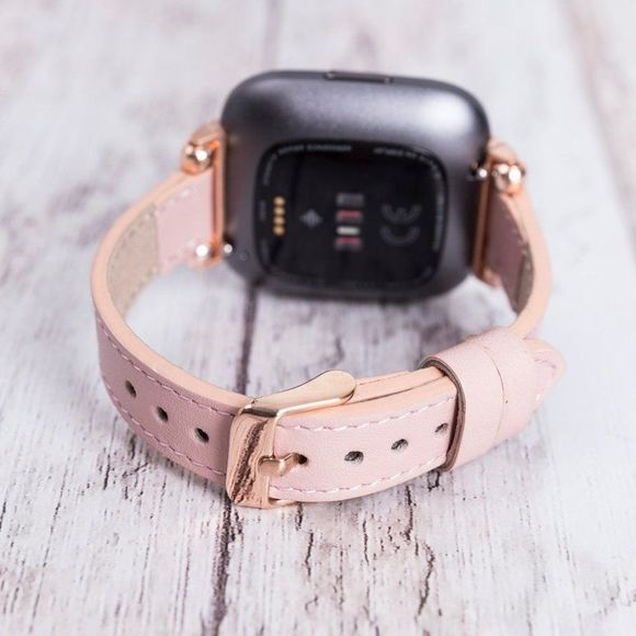 Fitbit Versa 1, 2, 3 & Sense Leather Band Pink - Picture 5 of 6